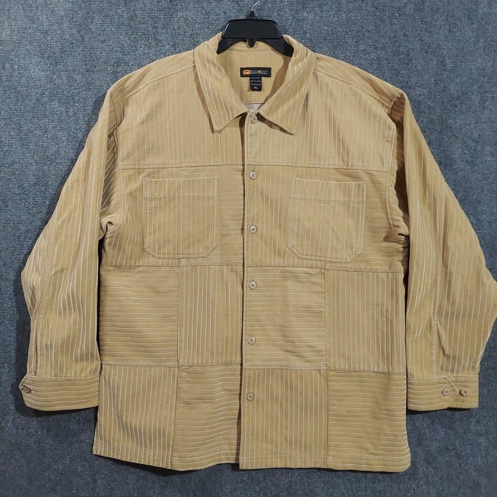Godbody Jacket Mens XL Beige Quilted Corduroy Button Shacket Casual Workwear